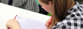 girl studying in class